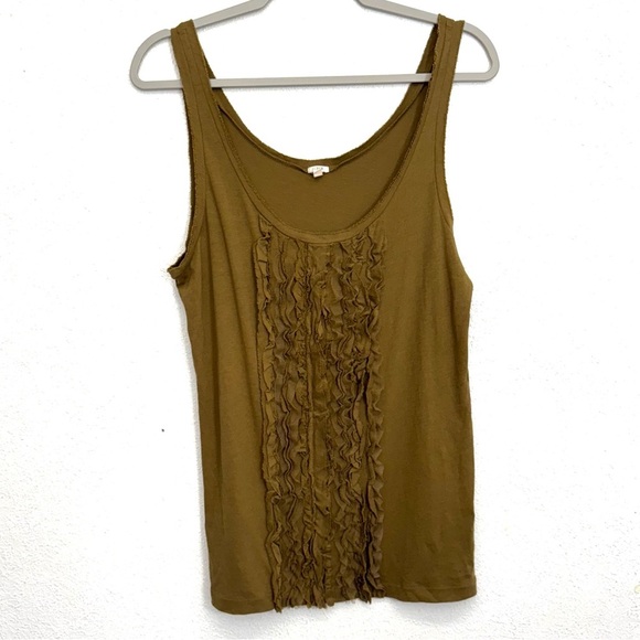 J. Crew Brown Ruffle Front Tank Top Size Large - Picture 1 of 4
